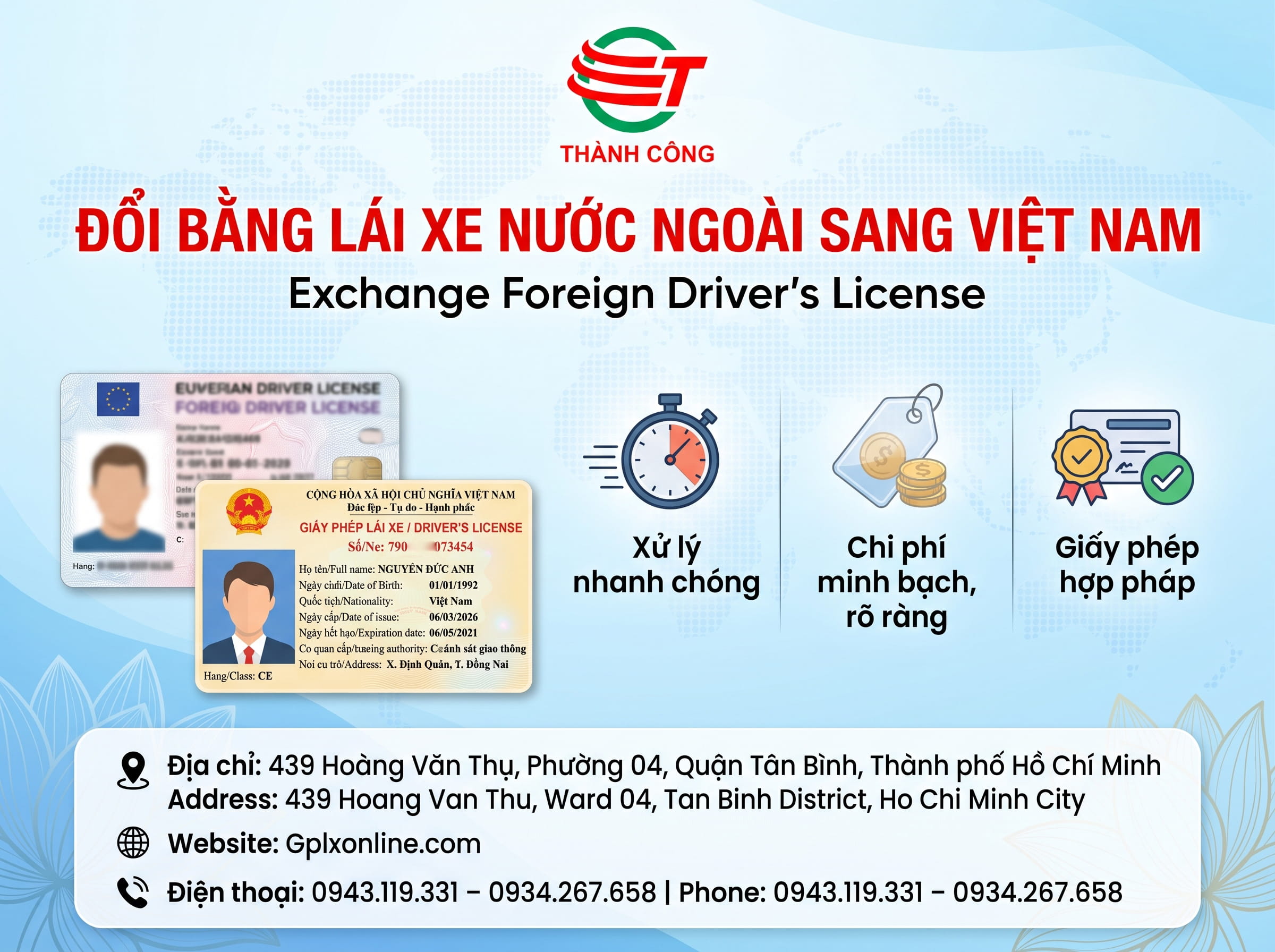 Đổi bằng lái xe nước ngoài sang Việt Nam tại TP.HCM